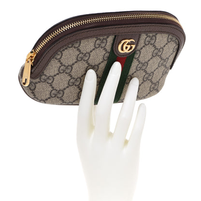 Gucci GG Supreme Monogram Textured Calfskin Web Medium Ophidia Cosmetic Case Beige Ebony New Acero 2 of 8