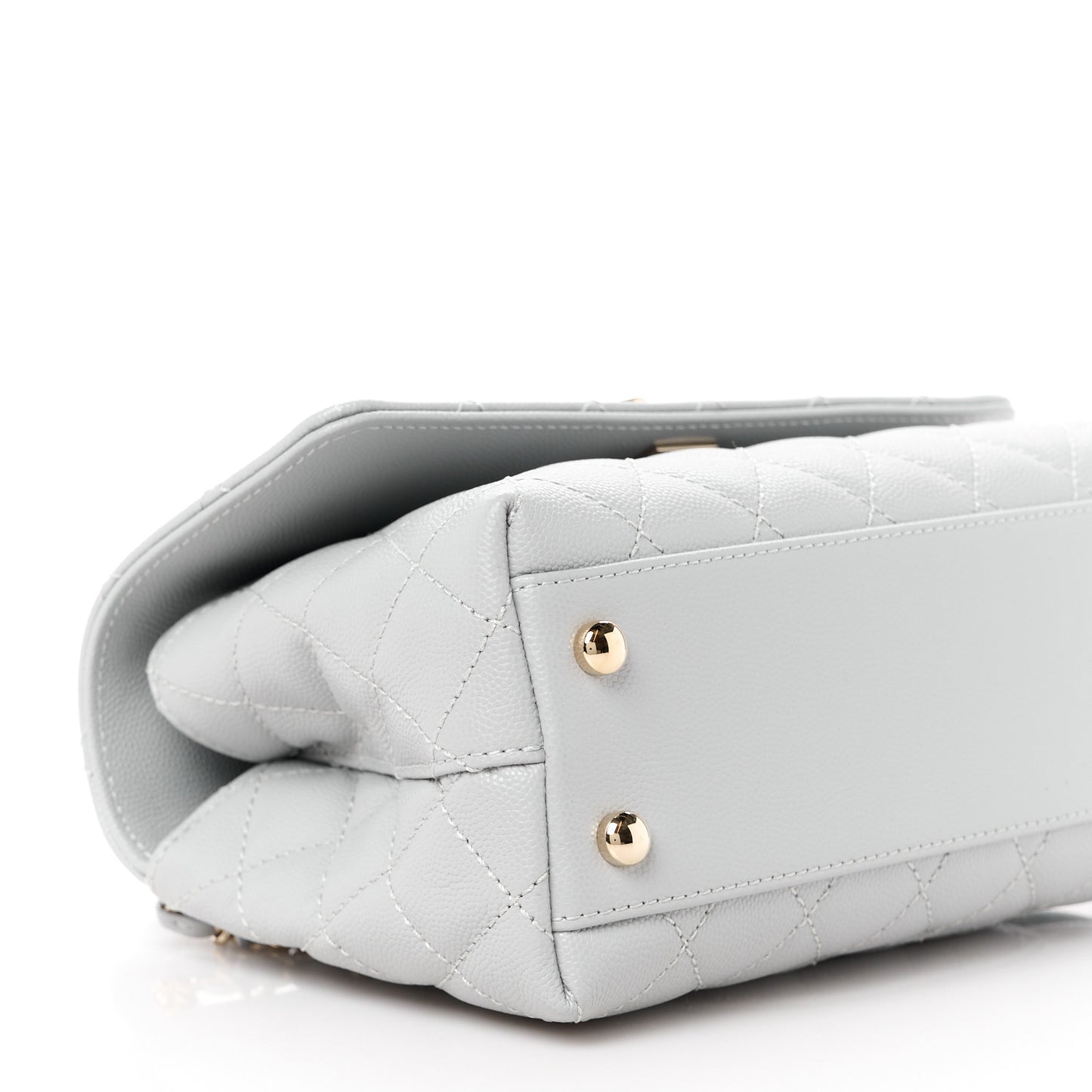 Caviar Quilted Mini Coco Handle Flap Light Grey
