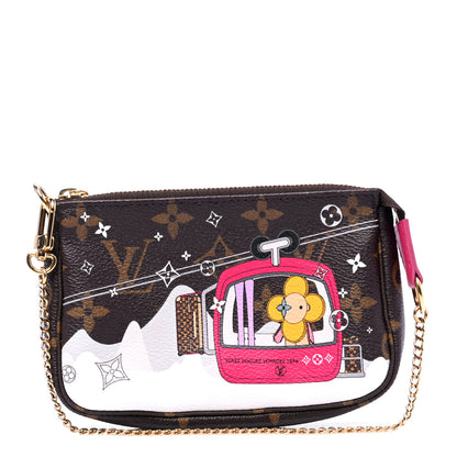 Louis Vuitton Monogram 2019 Christmas Animation Mini Courchevel Pochette Accessories Fuchsia 1 of 5