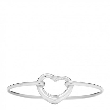 Tiffany Sterling Silver Diamond Elsa Peretti Open Heart Bangle Bracelet 1 of 4