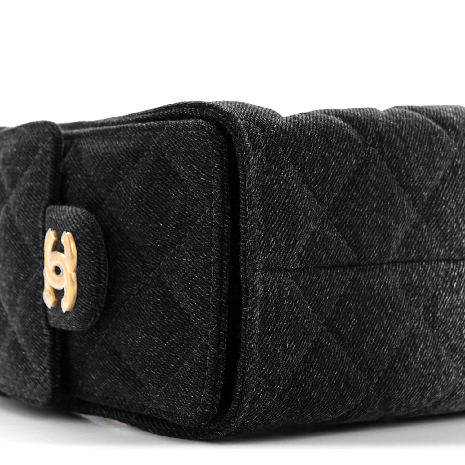 Chanel Washed Denim Quilted Mini Chanel 25 Handbag Black 9 of 10