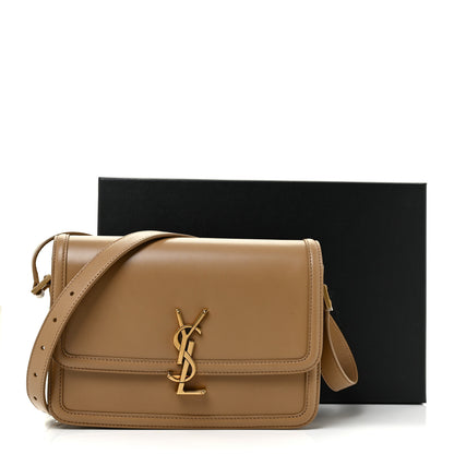 Saint Laurent Box Calfskin Monogram Medium Solferino Satchel Natural Tan 12 of 12