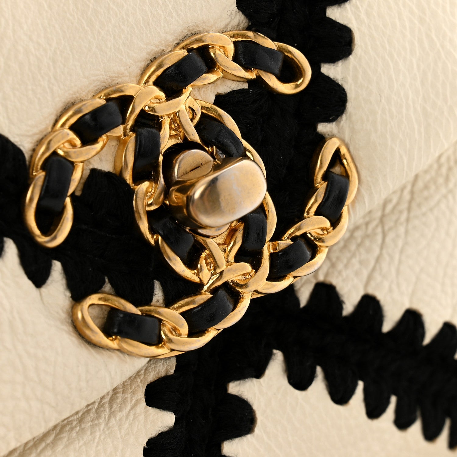 Chanel Calfskin Crochet Medium Chanel 19 Flap White Black 11 of 13