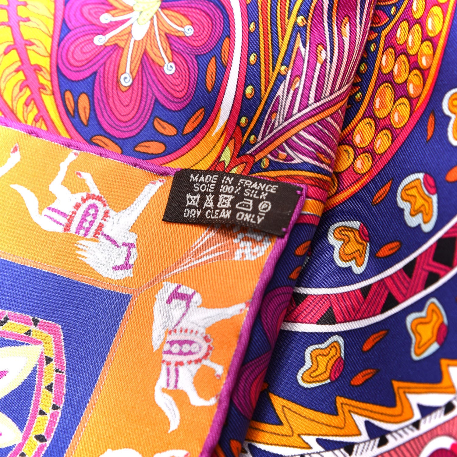 Hermes Silk Jardin De La Maharani Scarf 90 Iris Orange Fuchsia 5 of 6