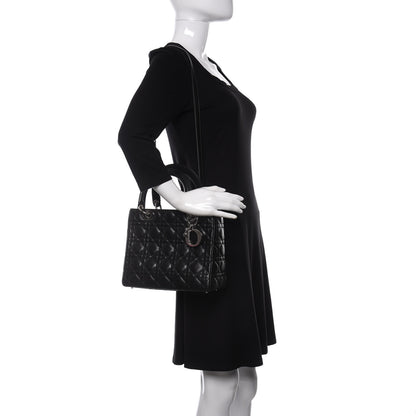 Christian Dior Lambskin Cannage Medium Lady Dior Black 2 of 9