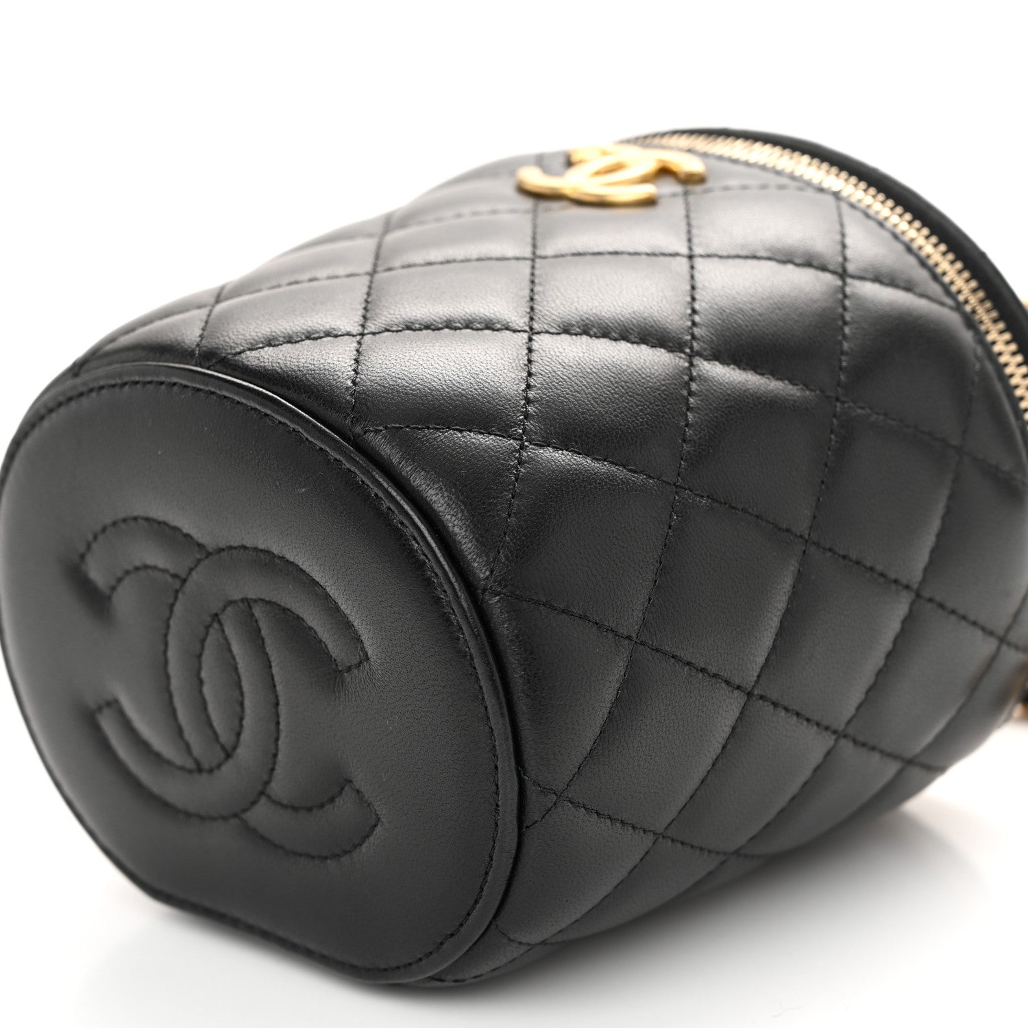 Chanel Lambskin Quilted Afternoon Tea Top Handle Vanity Case With Chain Black 10 of 12