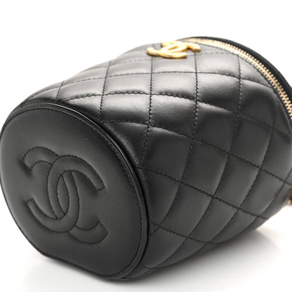 Chanel Lambskin Quilted Afternoon Tea Top Handle Vanity Case With Chain Black 10 of 12