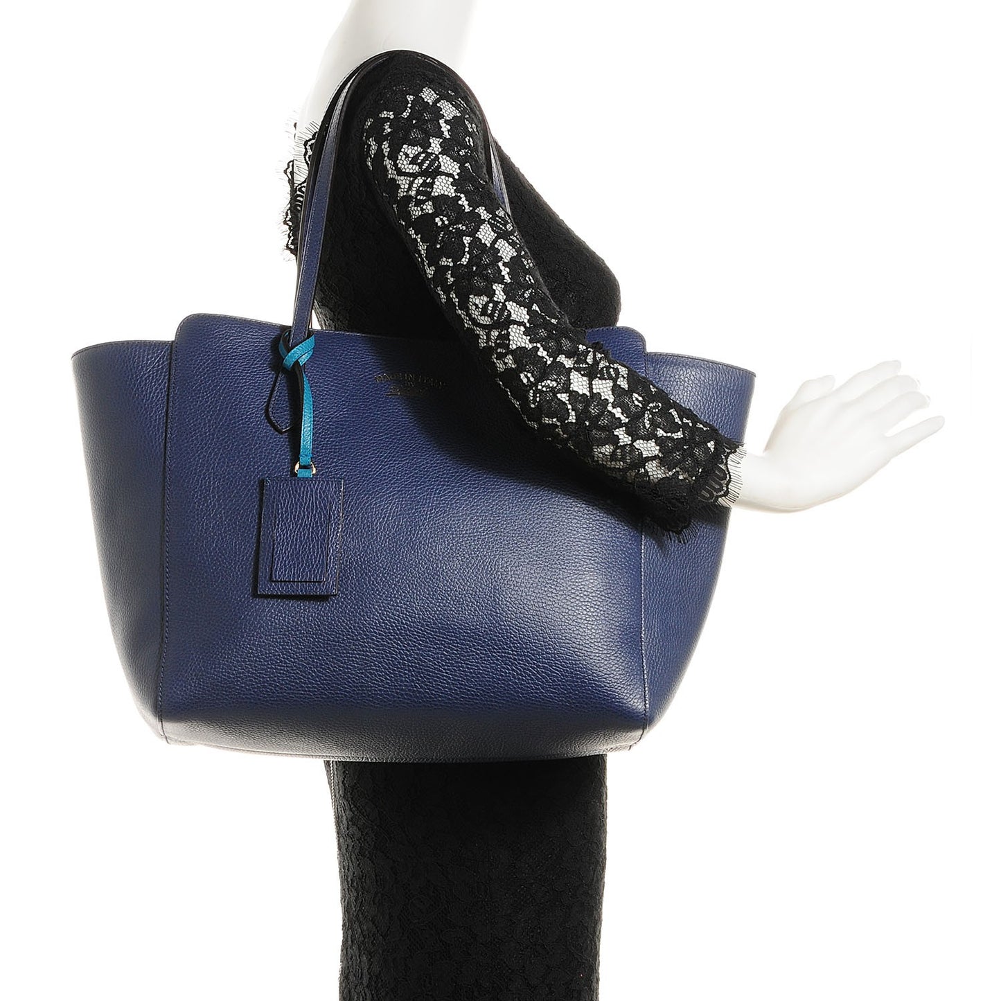 Dollar Calfskin Medium Swing Tote Marine Deep Cobalt