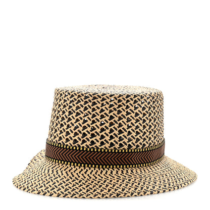 Hermes Straw Adele Panama Hat 58 Naturel Marron Jaune 1 of 12