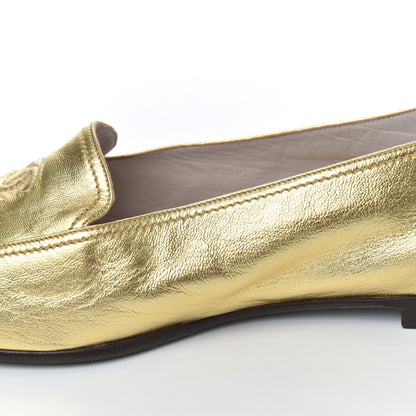 Chanel Metallic Lambskin CC Mocassin Loafers 38.5 Gold 12 of 17