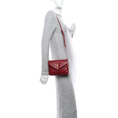 Saint Laurent Calfskin Y Quilted Monogram Toy Loulou Monogram Crossbody Bag Red 2 of 11