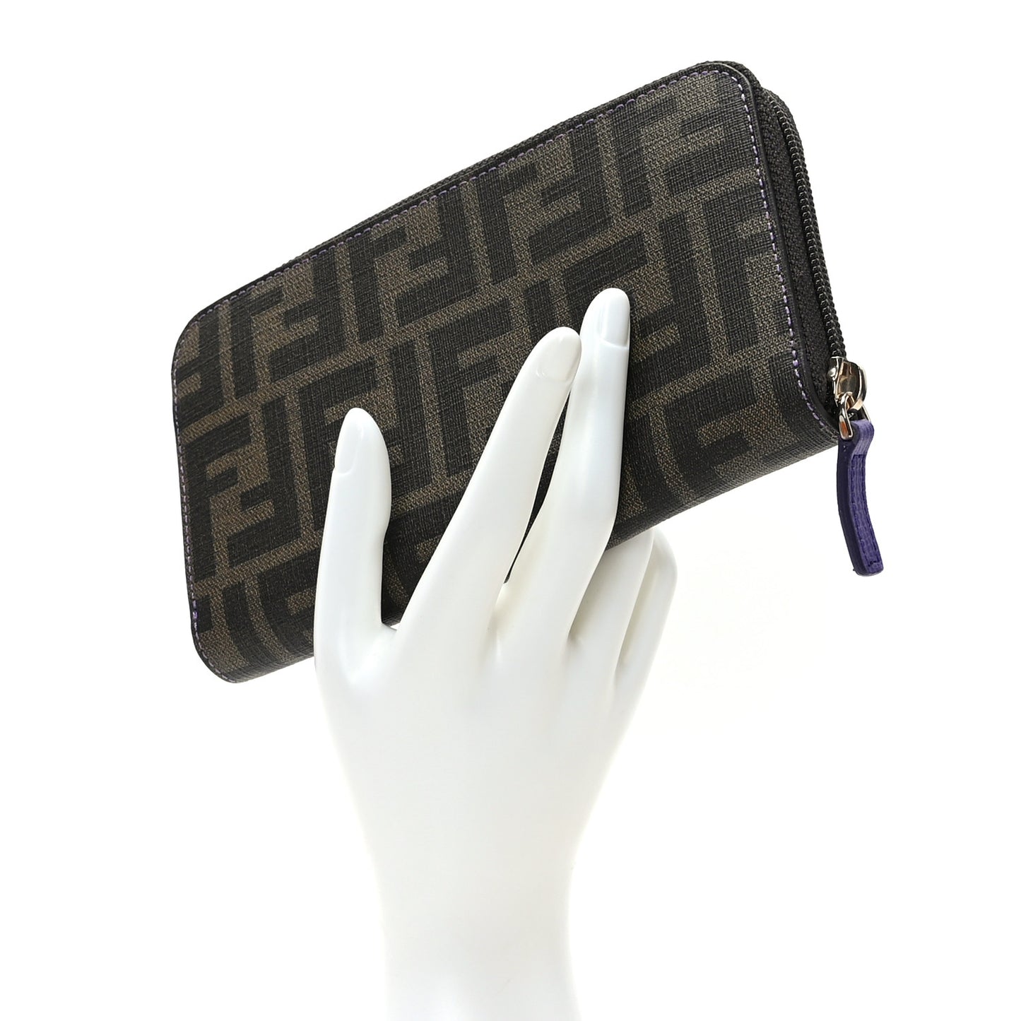 Zucca Spalmati Vitello Elite Zip Around Wallet Tobacco Viola