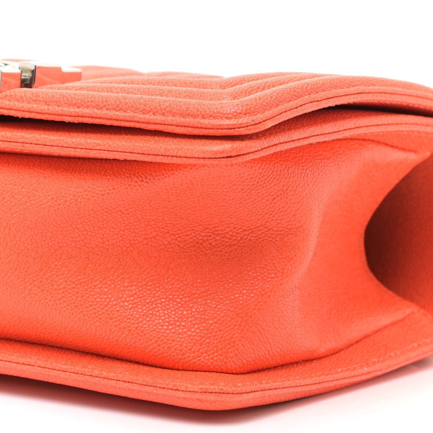 Caviar Quilted Small Boy Flap Orange