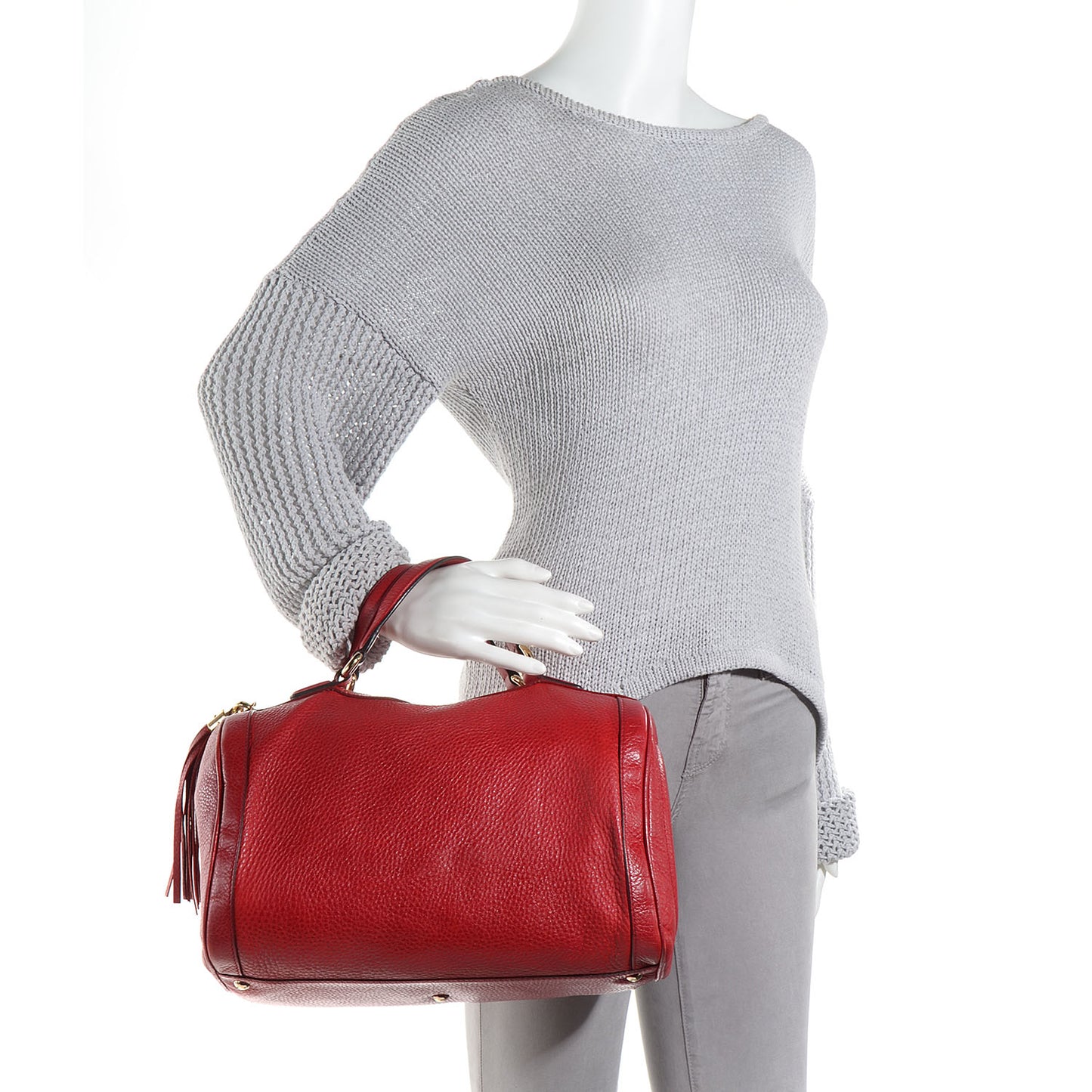 Pebbled Calfskin Medium Soho Boston Red