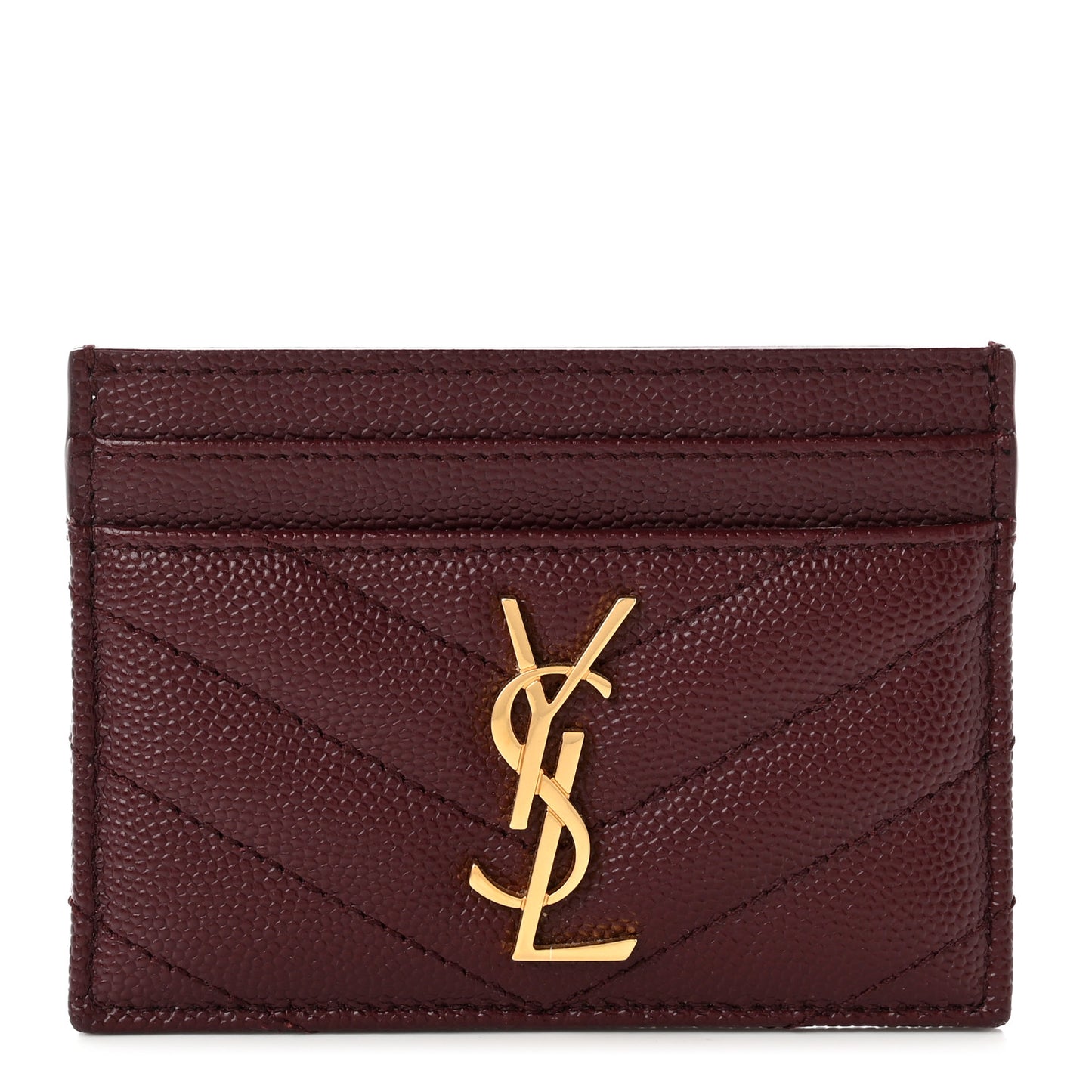 Grain De Poudre Matelasse Chevron Cassandre Credit Card Case Bordeaux