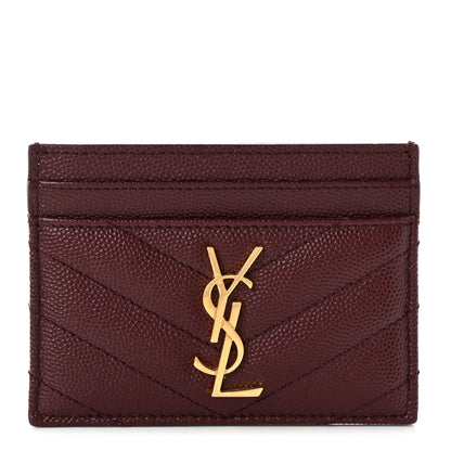 Saint Laurent Grain De Poudre Matelasse Chevron Cassandre Credit Card Case Bordeaux 1 of 7