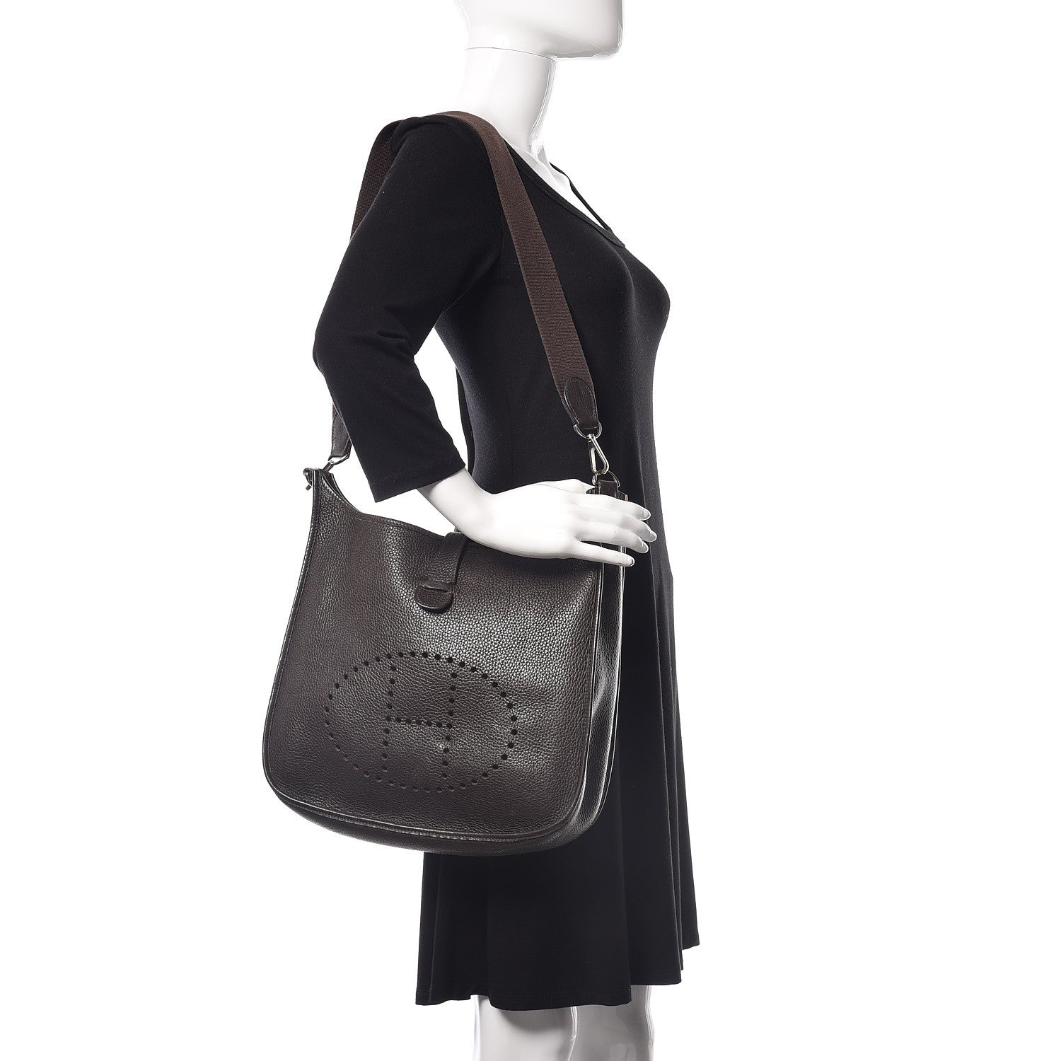 Hermes Taurillon Clemence Evelyne II GM Chocolate 2 of 23