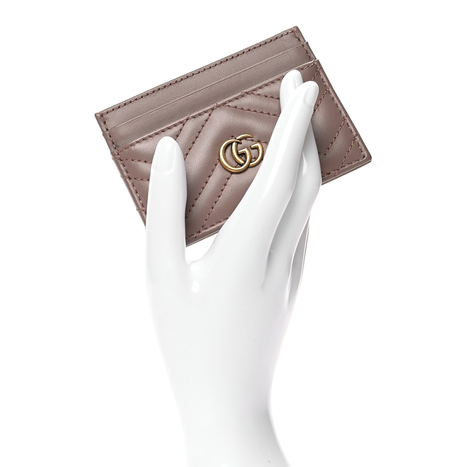 Gucci Calfskin Matelasse GG Marmont Card Holder Porcelain Rose 2 of 11