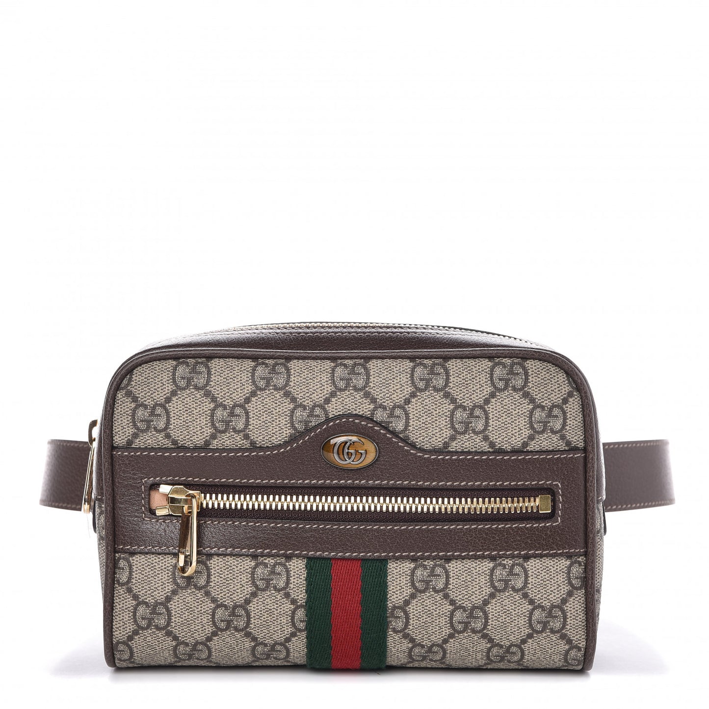 GG Supreme Monogram Web Small Ophidia Belt Bag 75 30 Dark Brown