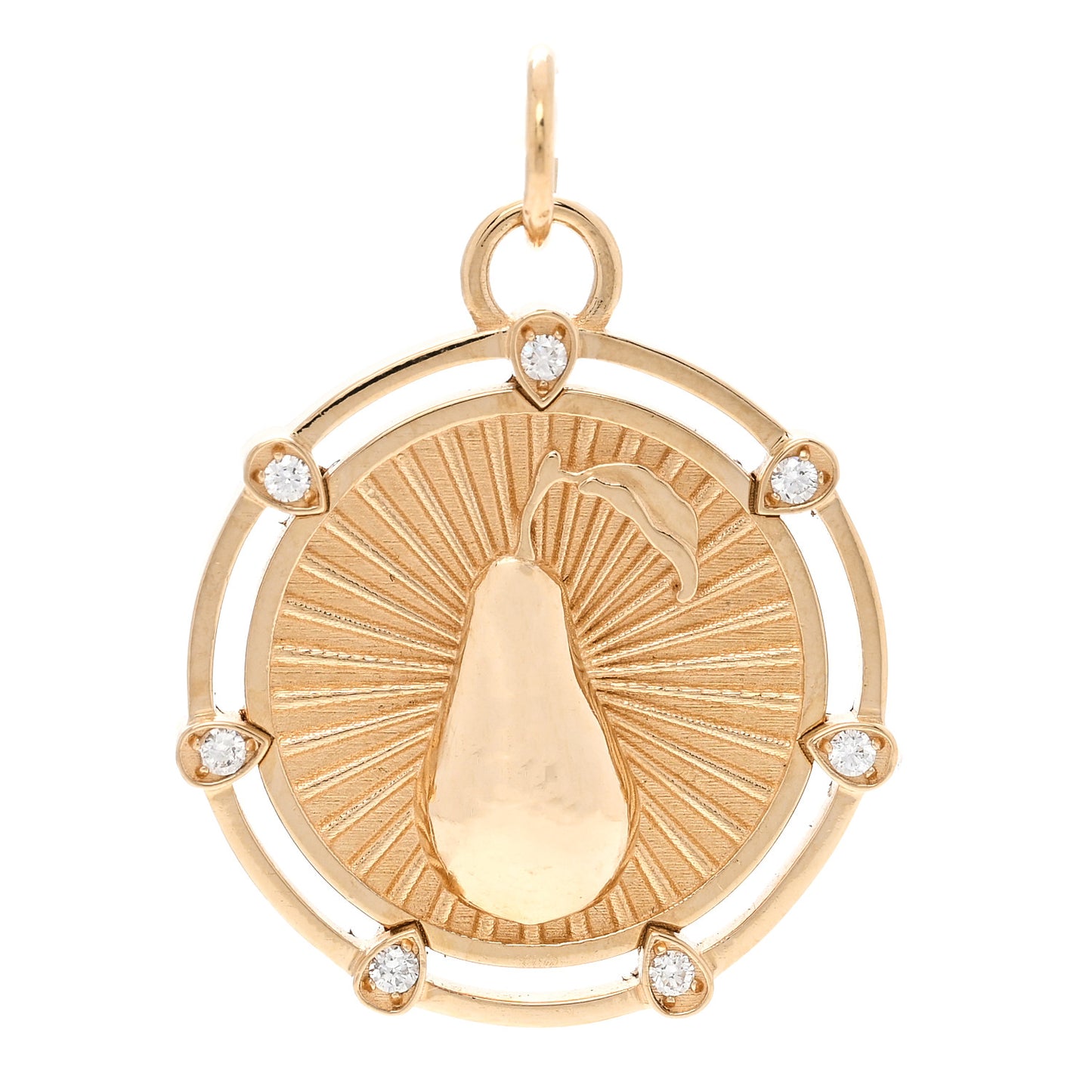 18K Yellow Gold Diamond Pear Medallion Pendant