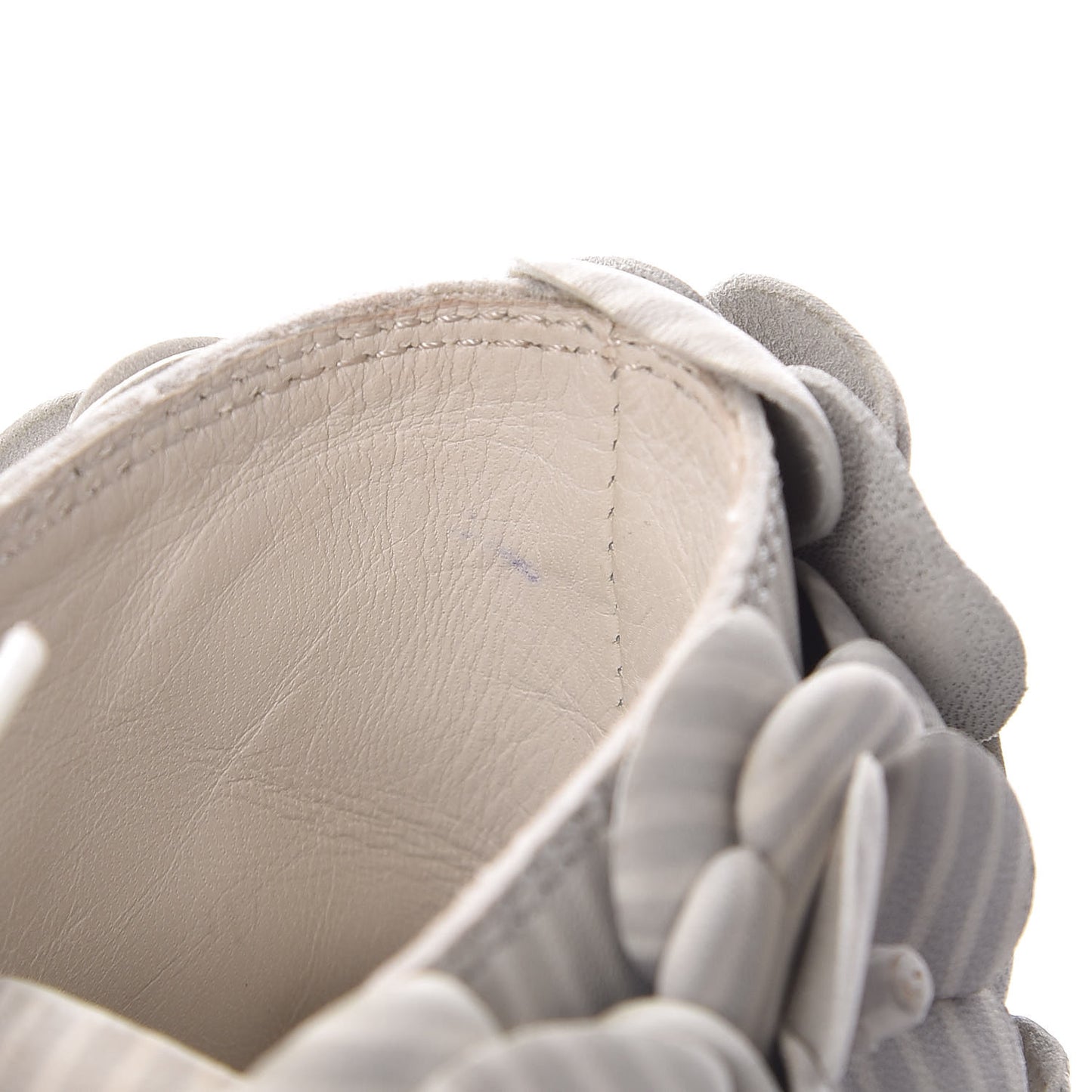 Lambskin Striped Camellia High Top Sneakers 38 Grey