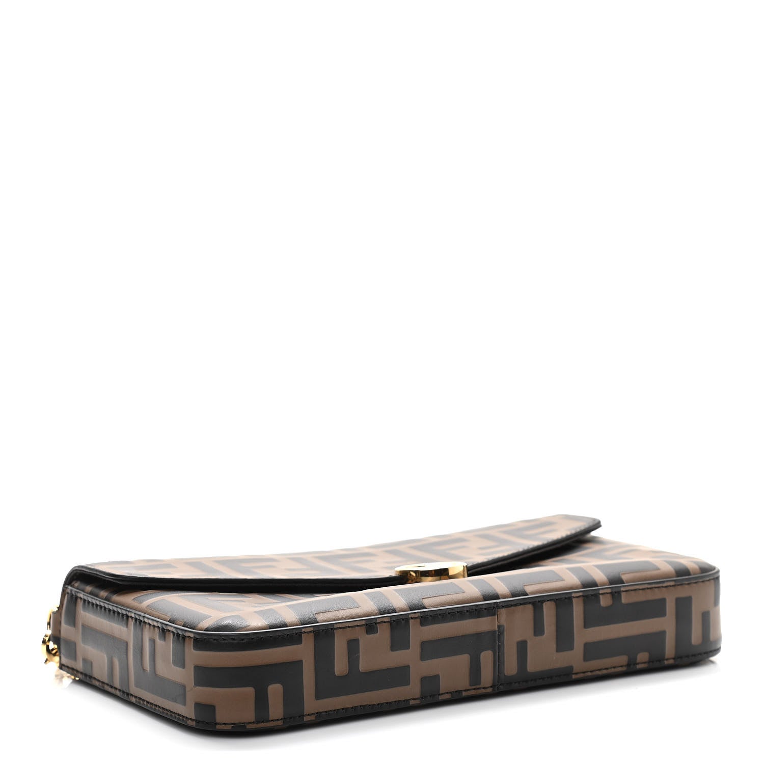 Fendi Vitello Soft F is Fendi Bi-Color FF 1974 Embossed Envelope Wallet On Chain with Pouches Maya Black 5 of 12
