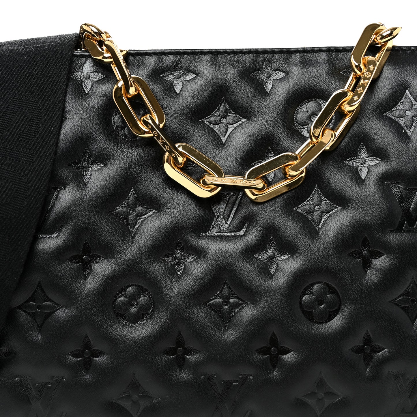 Lambskin Embossed Monogram Coussin PM Black