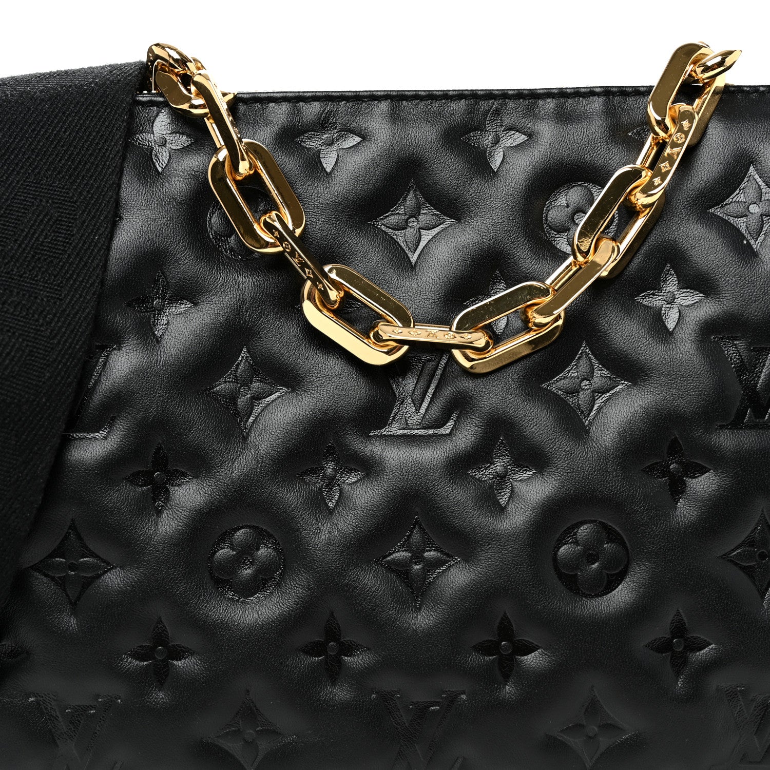 Louis Vuitton Lambskin Embossed Monogram Coussin PM Black 9 of 11