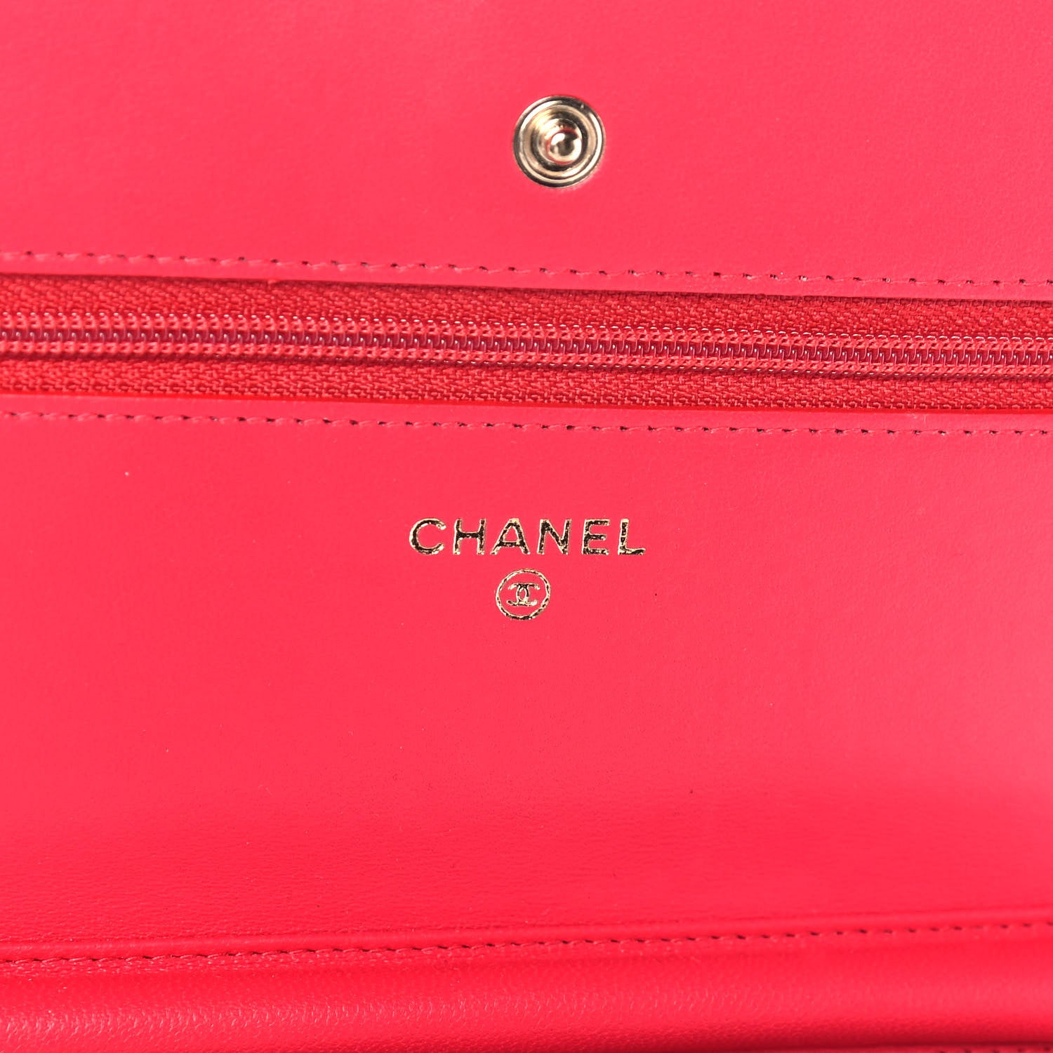 Chanel Lambskin Quilted Wallet On Chain WOC Light Red 7 of 15