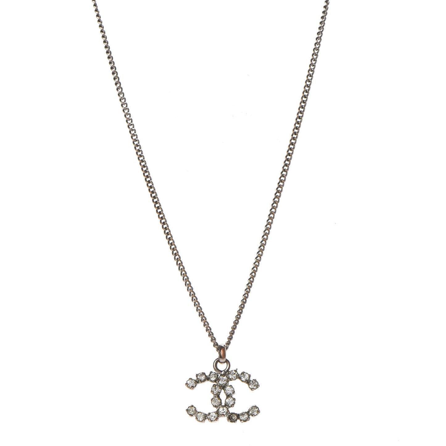 Baguette Crystal CC Necklace Light Gold