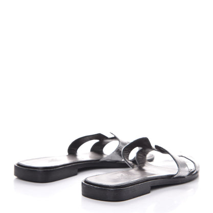 Hermes Metallic Nappa Calfskin Oran Sandals 35 Argent 4 of 11