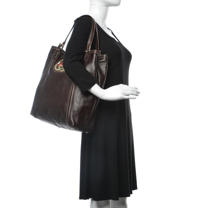 Gucci Calfskin Large Britt Shoulder Bag Dark Brown 2 of 11