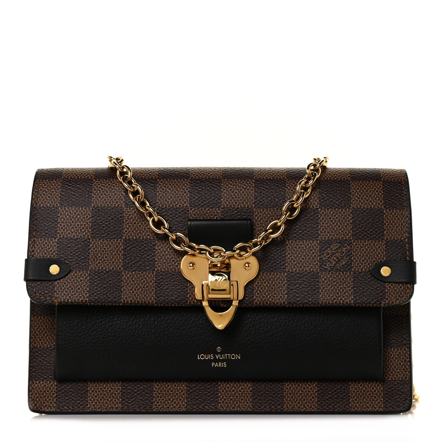 Louis Vuitton Damier Ebene Vavin Chain Wallet Black 1 of 9