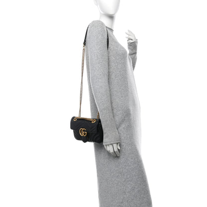 Gucci Calfskin Matelasse Mini GG Marmont Shoulder Bag Black 2 of 11