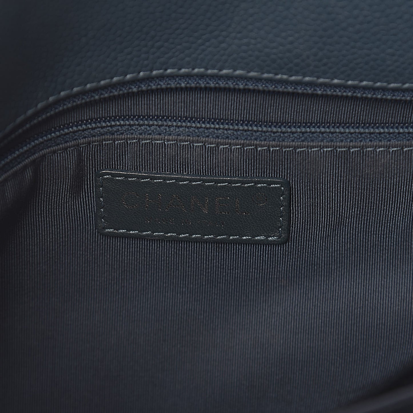 Grained Calfskin Quilted Large Casual Pocket Bowling Bag Blue