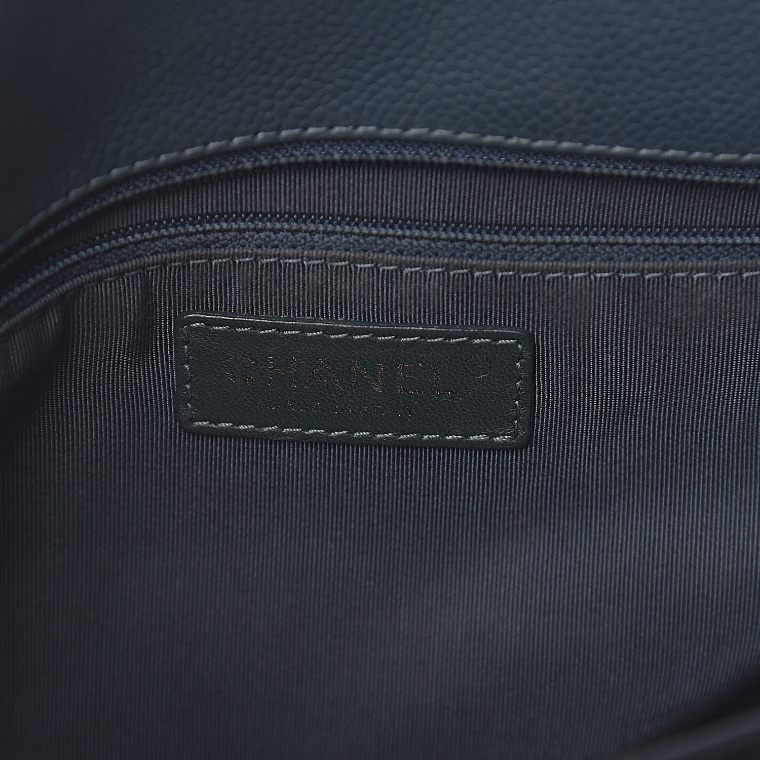 Chanel Grained Calfskin Quilted Large Casual Pocket Bowling Bag Blue 6 of 12