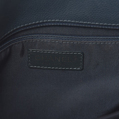 Chanel Grained Calfskin Quilted Large Casual Pocket Bowling Bag Blue 6 of 12