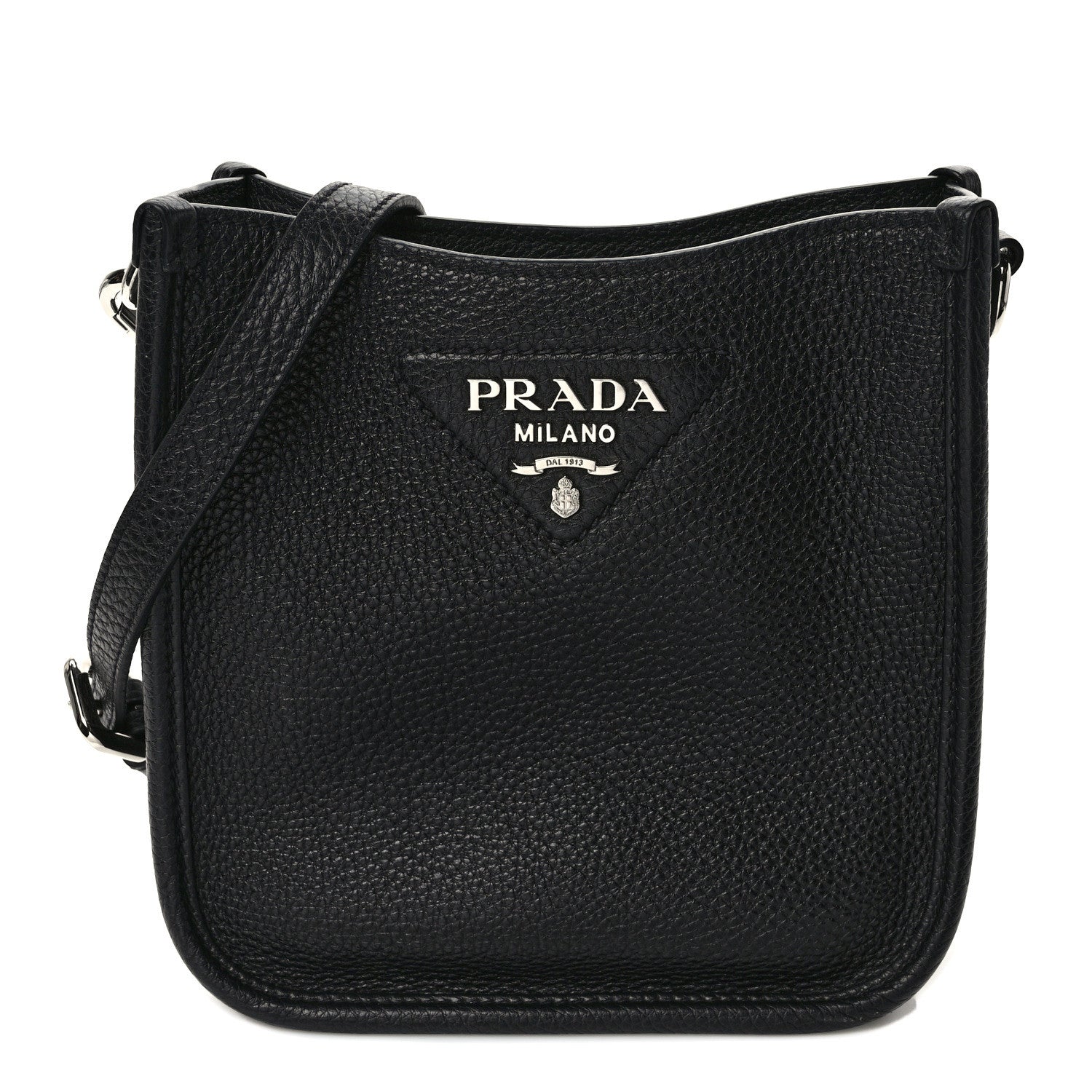 Prada Vitello Daino Soft Mini Hobo Messenger Bag Black 1 of 9