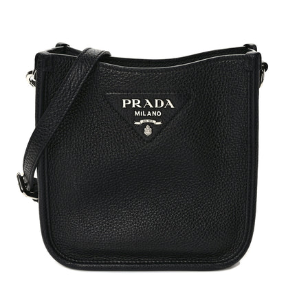 Prada Vitello Daino Soft Mini Hobo Messenger Bag Black 1 of 9