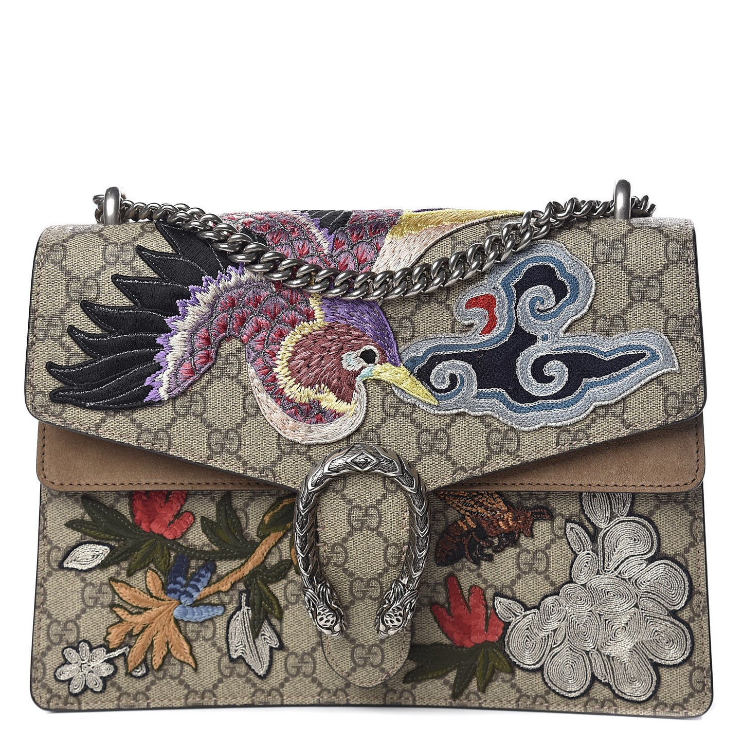 GG Supreme Monogram Embroidered Medium Dionysus Shoulder Bag Taupe