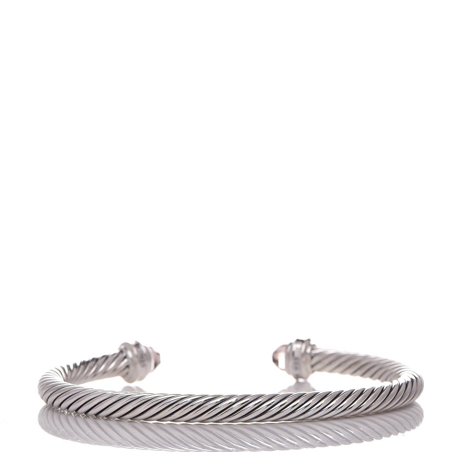 David Yurman Sterling Silver Diamond Morganite 5mm Cable Classics Bracelet 3 of 6
