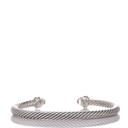 David Yurman Sterling Silver Diamond Morganite 5mm Cable Classics Bracelet 3 of 6