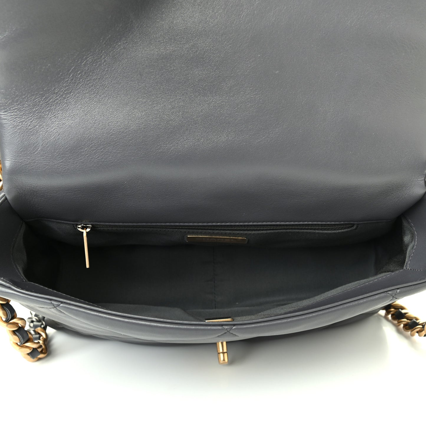 Lambskin Quilted Large Chanel 19 Flap Dark Grey