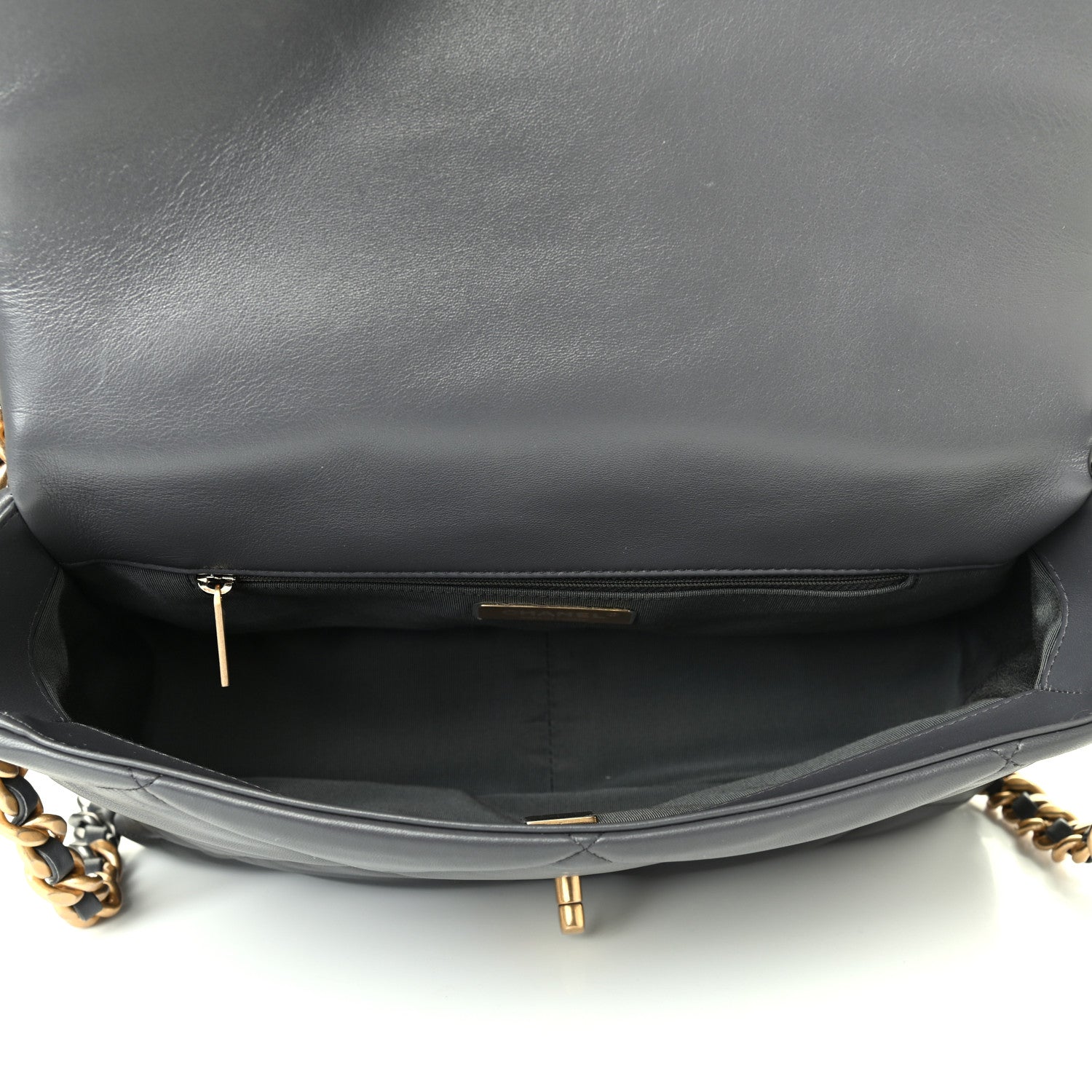 Chanel Lambskin Quilted Large Chanel 19 Flap Dark Grey 4 of 4