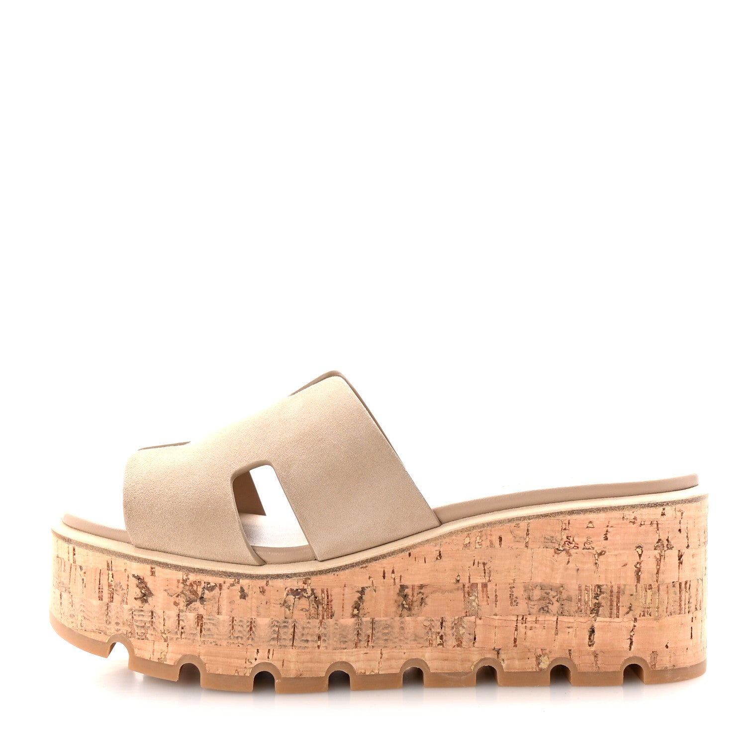 Hermes Suede Goatskin Cork Eze 30 Sandals 38 Beige Argile 1 of 10