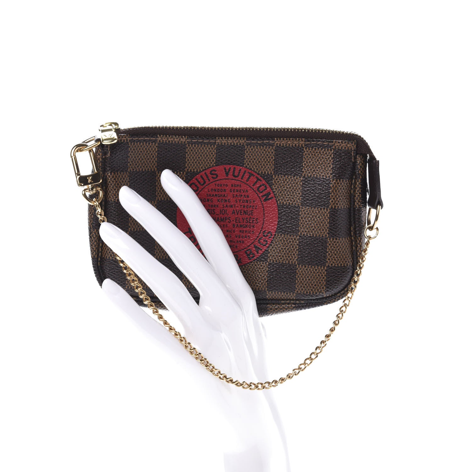 Louis Vuitton Damier Ebene Complice Trunks and Bags Mini Pochette Accessories Red 2 of 8