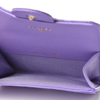 Chanel Caviar Quilted Flap Card Holder Wallet Purple 4 of 7