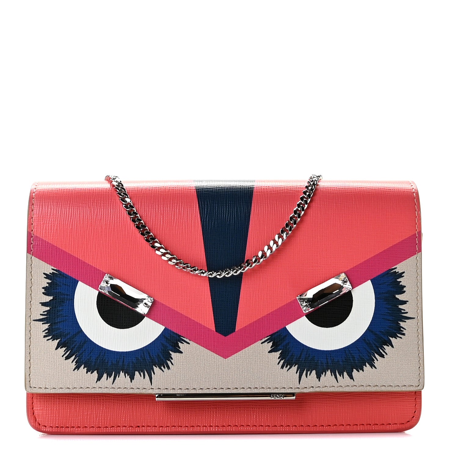 Fendi Vitello Elite Crystal Eye Monster Tube Wallet On Chain Bellini Multicolor 1 of 8