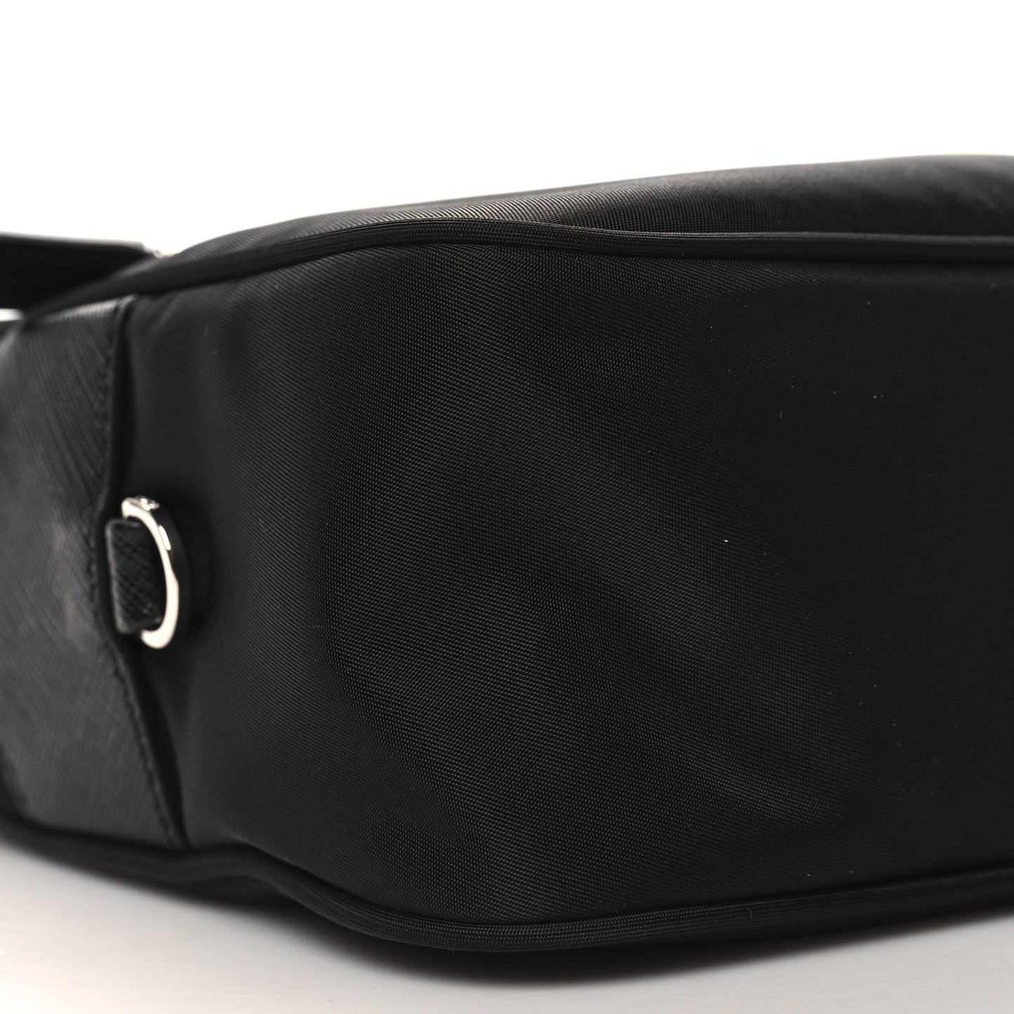 Re-Nylon Vela Saffiano Pocket Double Zip Shoulder Bag Black