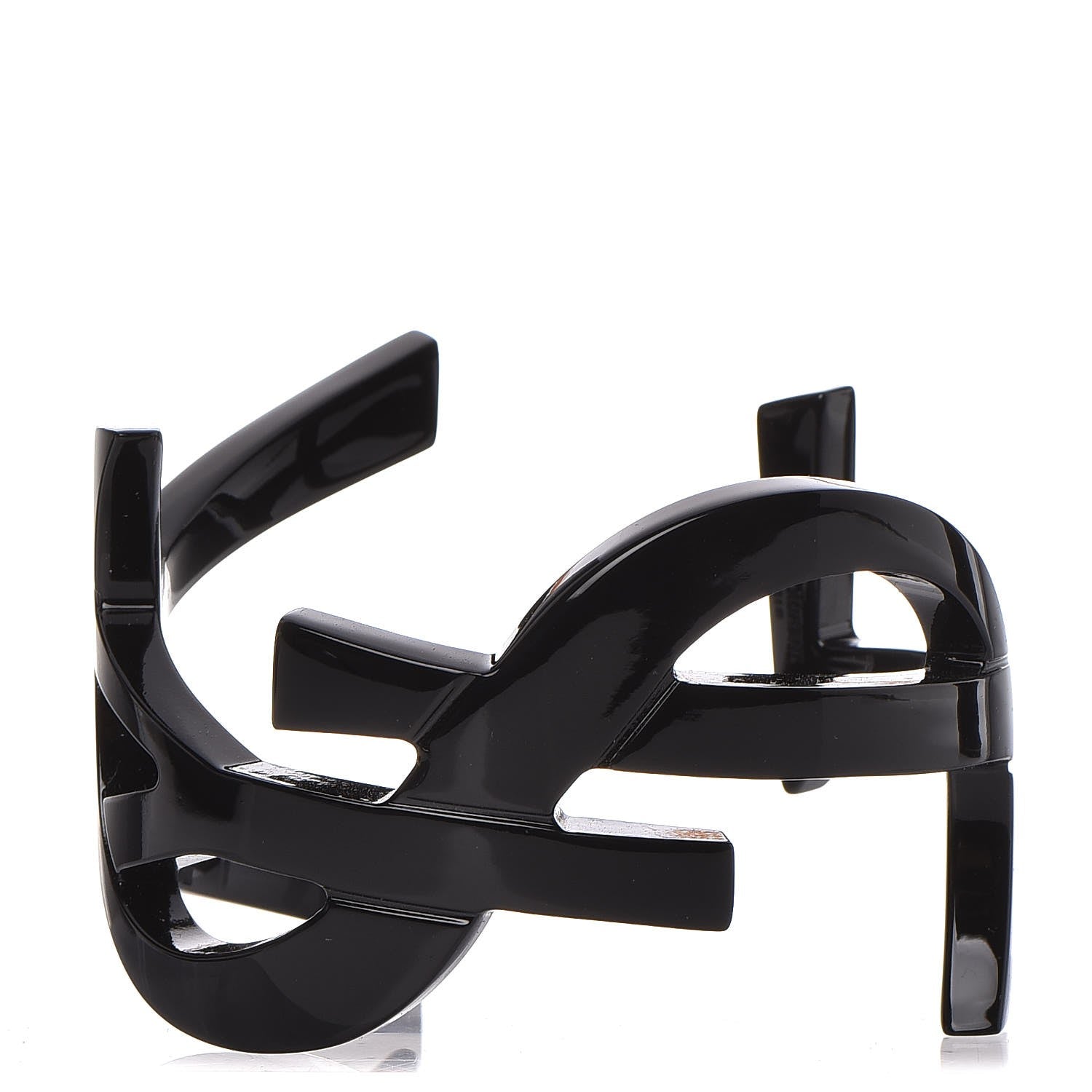 Saint Laurent Brass Monogram Medium Cuff Bracelet Black 1 of 5